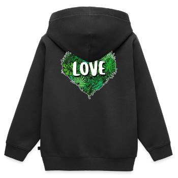 Cœur Terre Mère Nature Dire Conservation de la Nature Environnement - Sweat Premium à capuche zippé enfant bio - noir - Dos - AI Model Kid Male (0cm)