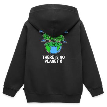 Mutter Erde Planet Statement Baum Naturschutz - Kinder Premium Organic Zip Hoodie - Schwarz - Hinten - AI Model Kid Male (0cm)