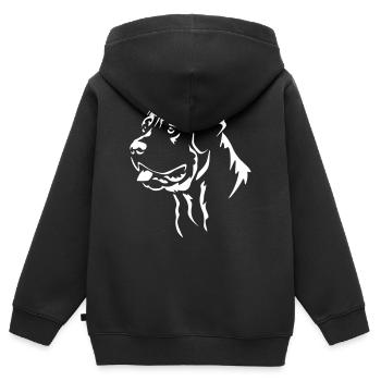 Presa Canario Head « Black Edition » - Sweat Premium à capuche zippé enfant bio - noir - Dos - AI Model Kid Male (0cm)