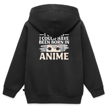 Anime Serien Design - Kinder Premium Organic Zip Hoodie - Schwarz - Hinten - AI Model Kid Male (0cm)