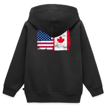 Sterne und Ahorn-Banner - Kinder Premium Organic Zip Hoodie - Schwarz - Hinten - AI Model Kid Male (0cm)