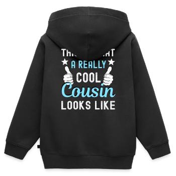 Cousin Cousine - Kinder Premium Organic Zip Hoodie - Schwarz - Hinten - AI Model Kid Male (0cm)