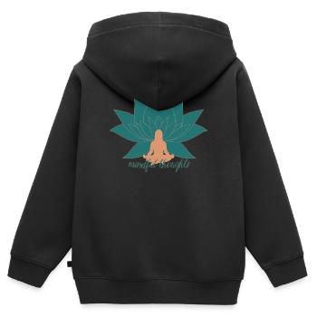 Pensées conscientes : Lotus Yoga Design - Sweat Premium à capuche zippé enfant bio - noir - Dos - AI Model Kid Male (0cm)