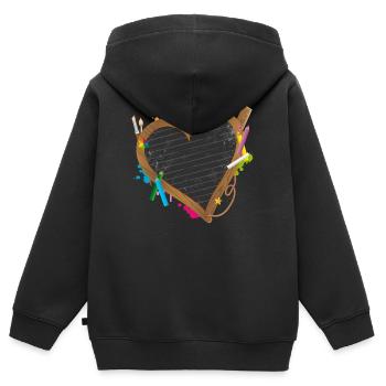 Tafel in Herzform mit Schulzubehör für Schulanfang - Kinder Premium Organic Zip Hoodie - Schwarz - Hinten - AI Model Kid Male (0cm)