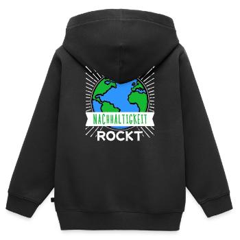 Umwelt Mutter Erde Nachhaltigkeit Umweltschützer - Kinder Premium Organic Zip Hoodie - Schwarz - Hinten - AI Model Kid Male (0cm)
