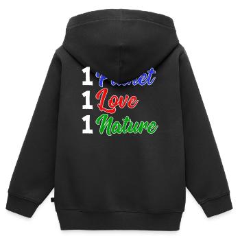Planète Terre Mère Nature Déclaration Conservation - Sweat Premium à capuche zippé enfant bio - noir - Dos - AI Model Kid Male (0cm)