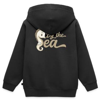 Am Meer "ByeTheSea" Seepferdchen - Kinder Premium Organic Zip Hoodie - Schwarz - Hinten - AI Model Kid Male (0cm)