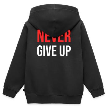 Geben Sie niemals auf - Kinder Premium Organic Zip Hoodie - Schwarz - Hinten - AI Model Kid Male (0cm)