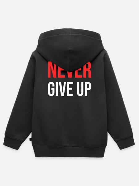 Geben Sie niemals auf - Kinder Premium Organic Zip Hoodie - Schwarz