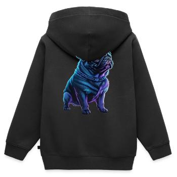 Futuristic Neon Pug - Kids Premium Organic Zip-up Hoodie - black - Back - AI Model Kid Male (0cm)