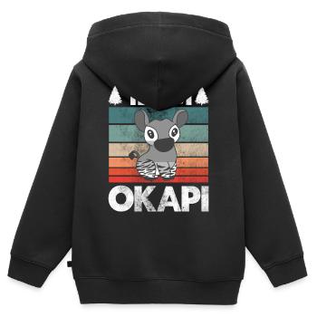 Okapi das Juwel des Dschungels - Kinder Premium Organic Zip Hoodie - Schwarz - Hinten - AI Model Kid Male (0cm)