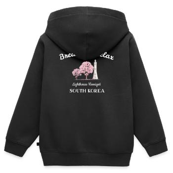 Corée du Sud, Relax, Phare de la péninsule d’Homigot - Sweat Premium à capuche zippé enfant bio - noir - Dos - AI Model Kid Male (0cm)
