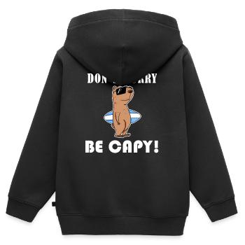 Capybara Wasserschwein Capybaras - Kinder Premium Organic Zip Hoodie - Schwarz - Hinten - AI Model Kid Male (0cm)