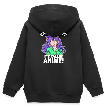 Manga Animation Anime Comic Japan Animation - Sweat Premium à capuche zippé enfant bio - noir - Dos - AI Model Kid Male (0cm)