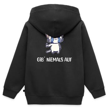 Katze Statement Manga Comic Zeichentrick Anime - Kinder Premium Organic Zip Hoodie - Schwarz - Hinten - AI Model Kid Male (0cm)