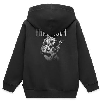 Hard rocking cat - Sweat Premium à capuche zippé enfant bio - noir - Dos - AI Model Kid Male (0cm)
