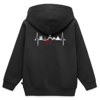 Paris Skyline Herzschlag Eiffelturm Frankreich - Kinder Premium Organic Zip Hoodie - Schwarz - Hinten - AI Model Kid Male (0cm)