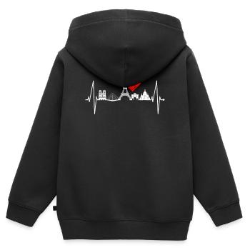 Paris Skyline Herzschlag Eiffelturm Frankreich - Kinder Premium Organic Zip Hoodie - Schwarz - Hinten - AI Model Kid Male (0cm)