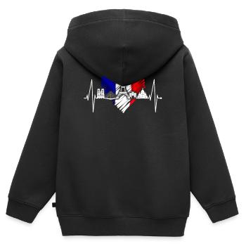 Paris Skyline Herzschlag Eiffelturm Frankreich - Kinder Premium Organic Zip Hoodie - Schwarz - Hinten - AI Model Kid Male (0cm)