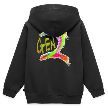 Generation Z - Kinder Premium Organic Zip Hoodie - Schwarz - Hinten - AI Model Kid Male (0cm)