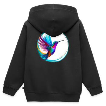Kolibri - Kinder Premium Organic Zip Hoodie - Schwarz - Hinten - AI Model Kid Male (0cm)
