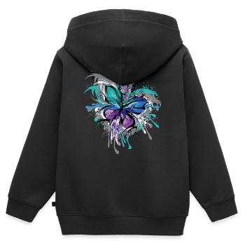 Symbole papillon Illustration Blast Colors - Sweat Premium à capuche zippé enfant bio - noir - Dos - AI Model Kid Male (0cm)