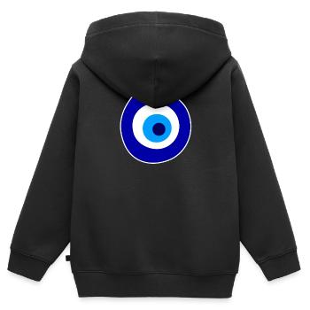 evil eye symbol - Kids Premium Organic Zip-up Hoodie - black - Back - AI Model Kid Male (0cm)