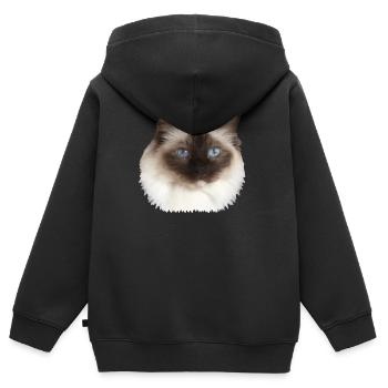Flauschiges Kätzchen - Kinder Premium Organic Zip Hoodie - Schwarz - Hinten - AI Model Kid Male (0cm)