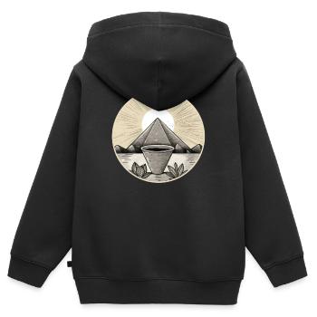 Pyramide 01 - Kinder Premium Organic Zip Hoodie - Schwarz - Hinten - AI Model Kid Male (0cm)
