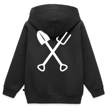 Gärtner Werkzeuge Garten Spaten Schaufel Rechen - Kinder Premium Organic Zip Hoodie - Schwarz - Hinten - AI Model Kid Male (0cm)
