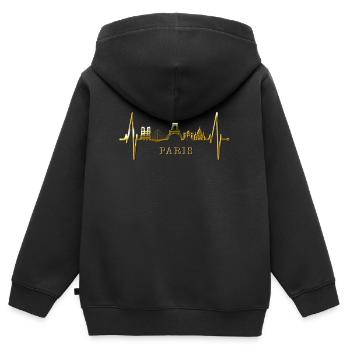 Paris Skyline Herzschlag Eiffelturm Frankreich - Kinder Premium Organic Zip Hoodie - Schwarz - Hinten - AI Model Kid Male (0cm)