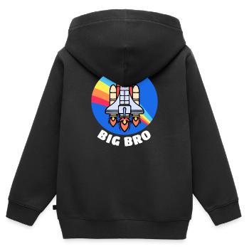Frère Dire Grand Frère Frères et sœurs Cœur de frère - Sweat Premium à capuche zippé enfant bio - noir - Dos - AI Model Kid Male (0cm)