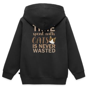 Temps passé avec les chats - Sweat Premium à capuche zippé enfant bio - noir - Dos - AI Model Kid Male (0cm)