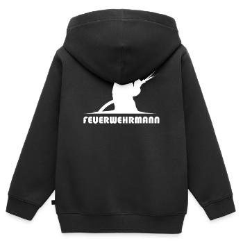 feuerwehrmann schlauch icon Feuerwehr Symbol Logo - Kinder Premium Organic Zip Hoodie - Schwarz - Hinten - AI Model Kid Male (0cm)