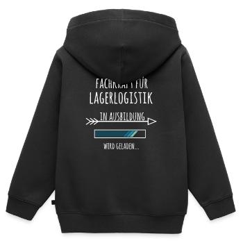 Ausbildung Fachkraft für Lagerlogistik Beruf - Kinder Premium Organic Zip Hoodie - Schwarz - Hinten - AI Model Kid Male (0cm)