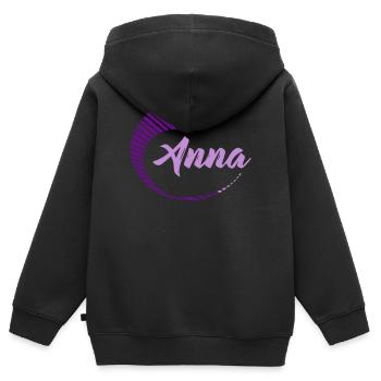 Anna - Kinder Premium Organic Zip Hoodie - Schwarz - Hinten - AI Model Kid Male (0cm)