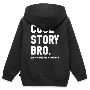 Cool Story Bro. Now go make me a sandwich. - Kinder Premium Organic Zip Hoodie - Schwarz - Hinten - AI Model Kid Male (0cm)