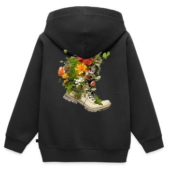 Empreinte écologique Climatiquement neutre, protection de l’environnement - Sweat Premium à capuche zippé enfant bio - noir - Dos - AI Model Kid Male (0cm)