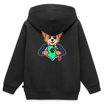 Hund Welpe Haustiere Kuscheltier Haustiere Tiere - Kinder Premium Organic Zip Hoodie - Schwarz - Hinten - AI Model Kid Male (0cm)