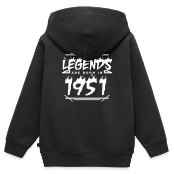 1951 - Né en 1951 - Construit en 1951 - Sweat Premium à capuche zippé enfant bio - noir - Dos - AI Model Kid Male (0cm)