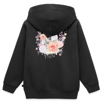 Komposition aus Seerosen und Hortensien Blüten - Kinder Premium Organic Zip Hoodie - Schwarz - Hinten - AI Model Kid Male (0cm)