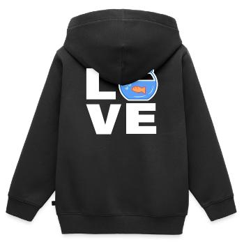 Haustiere Goldfisch Spruch Kuscheltier Aquarium - Kinder Premium Organic Zip Hoodie - Schwarz - Hinten - AI Model Kid Male (0cm)