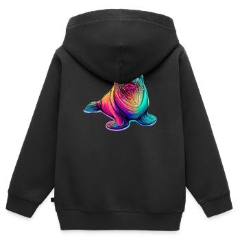 Phoque - Sweat Premium à capuche zippé enfant bio - noir - Dos - AI Model Kid Male (0cm)