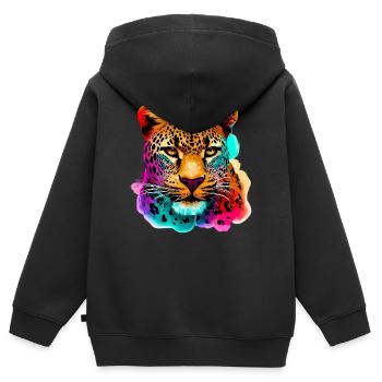 Leopard - Kinder Premium Organic Zip Hoodie - Schwarz - Hinten - AI Model Kid Male (0cm)