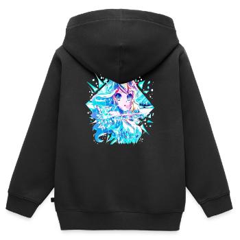 Anime Schneekönigin Eisprinzessin - Kinder Premium Organic Zip Hoodie - Schwarz - Hinten - AI Model Kid Male (0cm)
