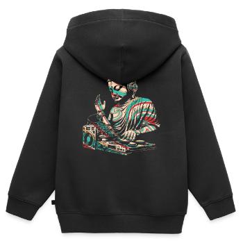 DJ Buddha - Kinder Premium Organic Zip Hoodie - Schwarz - Hinten - AI Model Kid Male (0cm)