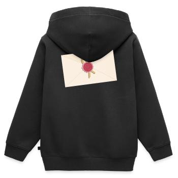 geschlossener Briefumschlag mit Siegel - Kinder Premium Organic Zip Hoodie - Schwarz - Hinten - AI Model Kid Male (0cm)