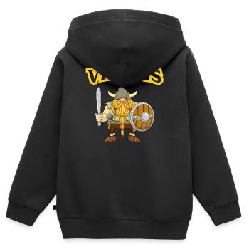 vikings, gnome, explorateur - Sweat Premium à capuche zippé enfant bio - noir - Dos - AI Model Kid Male (0cm)