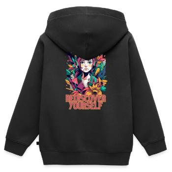 Rediscover Yourself- Trendy Aesthetic Graphic - Kinder Premium Organic Zip Hoodie - Schwarz - Hinten - AI Model Kid Male (0cm)