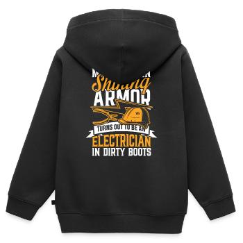 My knight in shining armor turns be an electrician - Kinder Premium Organic Zip Hoodie - Schwarz - Hinten - AI Model Kid Male (0cm)